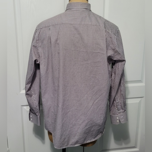 Tasso Elba Shirt Men's XL Brown Checkered Button Down Long Sleeve Shirt - Picture 3 of 10